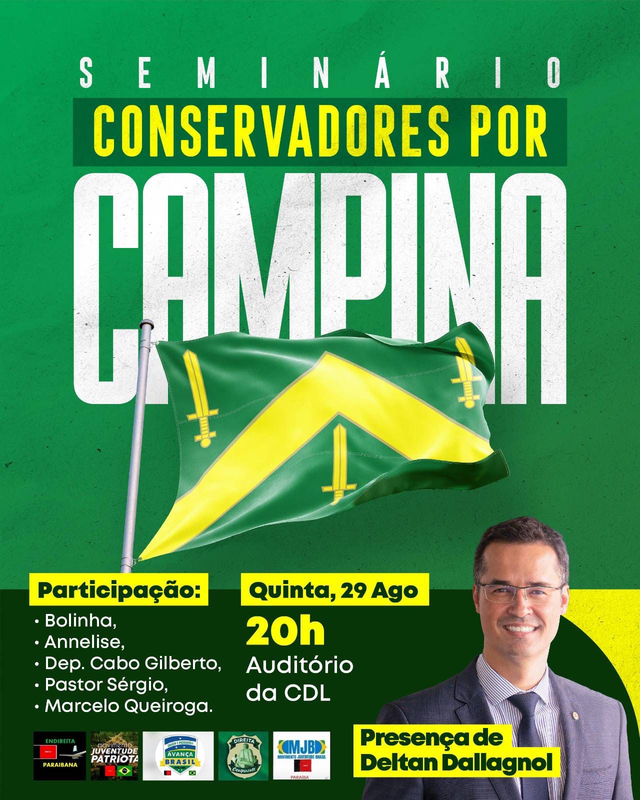 ​É HOJE! Com presença confirmada de Deltan Dallagnol, Seminário em Campina Grande Aborda Perspectivas Conservadoras nas Eleições Municipais