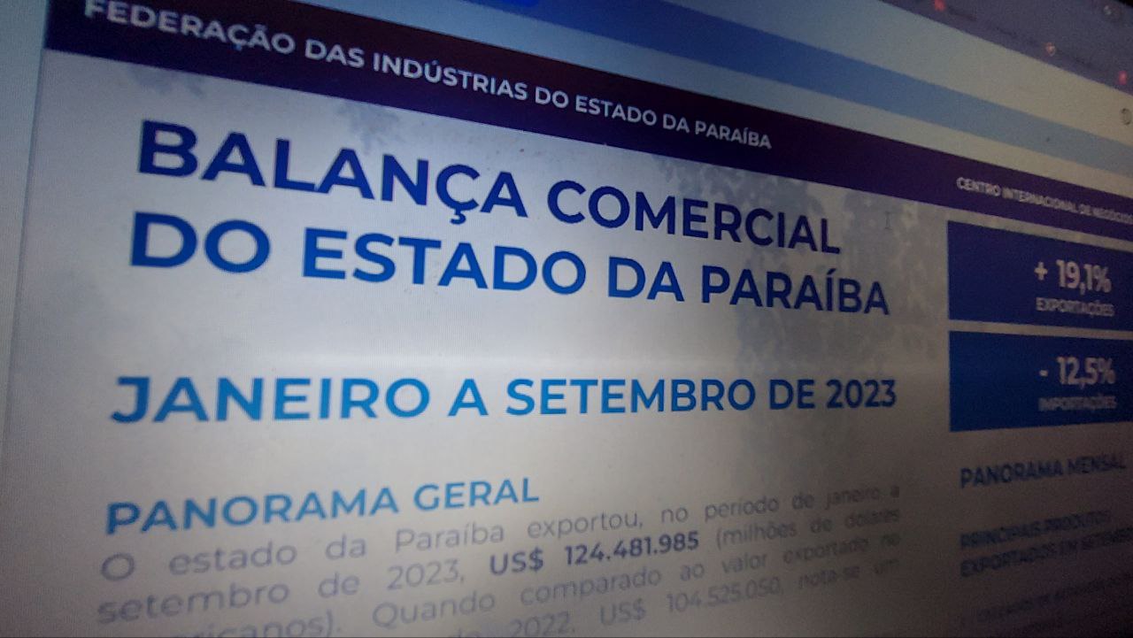 CIN-PB divulga Balança Comercial da Paraíba com dados do mês de setembro